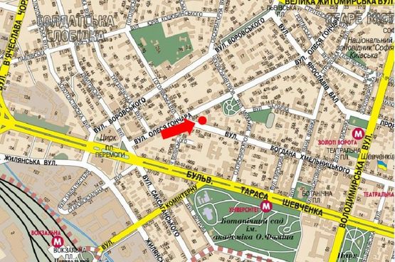 Схема рекламной плоскости по адресу Хмельницкого ул., 94, в сторону Владимирская ул.