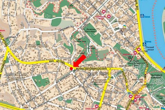 Схема рекламної площини за адресою Сечевых Стрельцов ул. (бывш. Артема ул.), 1/ 5, Львовская пл., заезд на Бульварно-Кудрявская ул. (бывш. Воровского ул.), Ярославов Вал ул.