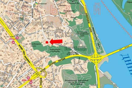 Схема рекламної площини за адресою Старонаводницкая ул., 10, в сторону Алмазова ул. (бывш. Кутузова ул.)