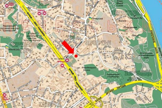 Схема рекламної площини за адресою Старонаводницкая ул., 2, в сторону Героев ВОВ пл.