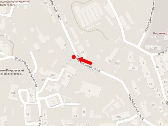 Схема рекламної площини за адресою Кудрявский спуск, 4-А, напротив, в сторону Глубочицкая ул.