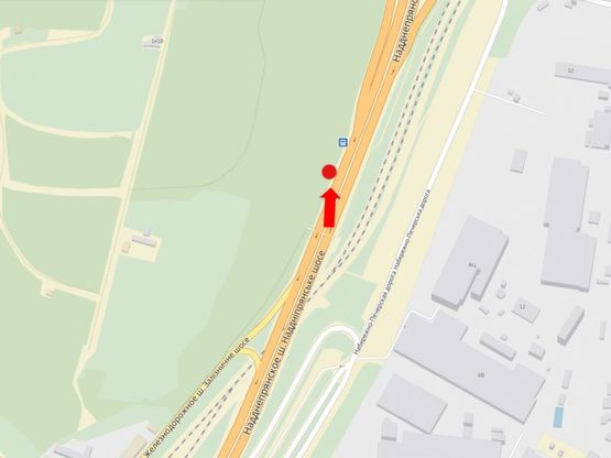 Схема рекламної площини за адресою Надднепрянское шоссе, 150м. от Железнодорожного шоссе, в центр