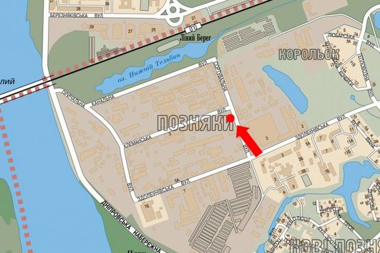 Схема рекламної площини за адресою Сортировочная ул., в сторону въезда на мост Дарницкий