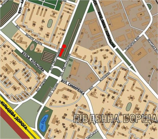 Схема рекламної площини за адресою Семьи Сосниных ул., 16, в сторону Королева пр.