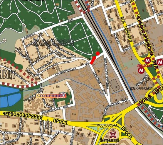 Схема рекламной плоскости по адресу Кировоградская ул. / Гринченка ул., в сторону Гринченка ул.