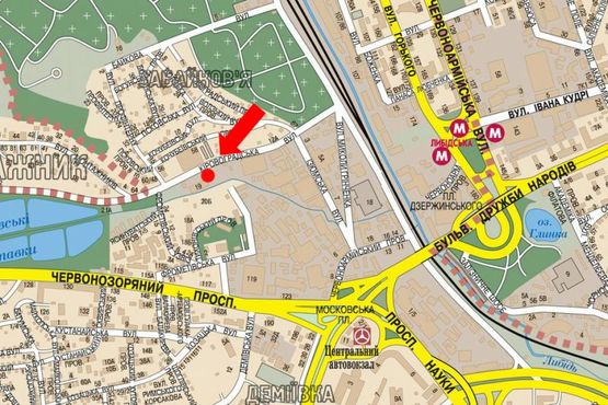 Схема рекламной плоскости по адресу Кировоградская ул., 38/58, напротив, после поворота на Изюмскую ул., в сторону Лобановского пр. (бывш. Краснозвездный пр.)