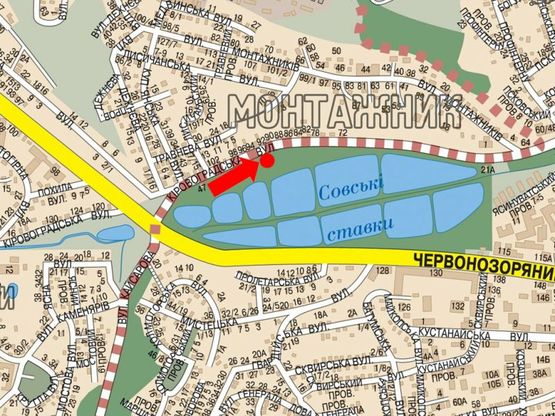 Схема рекламной плоскости по адресу Кировоградская ул., 92, напротив, в сторону Гринченка ул.