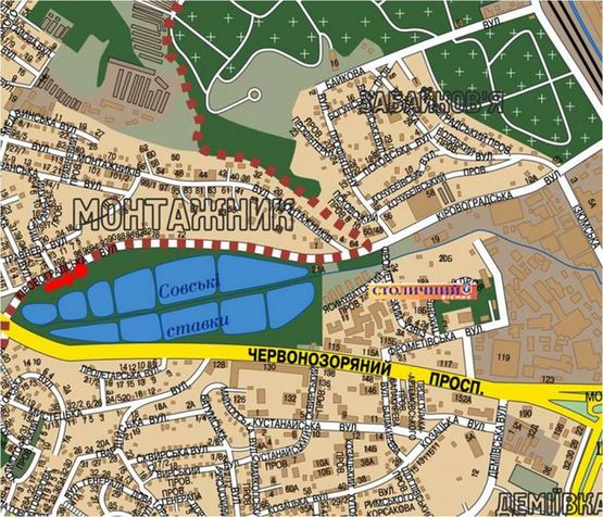 Схема рекламной плоскости по адресу Кировоградская ул., 100, напротив, поворот на Травневый пер., в сторону Гринченка ул.