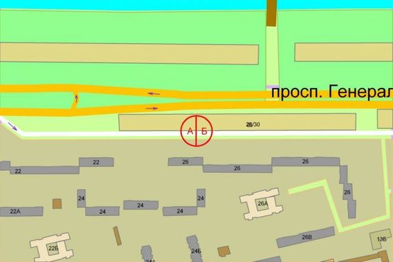 Схема рекламной плоскости по адресу Ватутина пр., 26