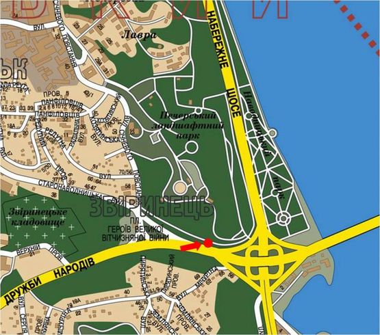 Схема рекламной плоскости по адресу Дружбы Народов бул. - Героев ВОВ пл., в сторону моста Патона