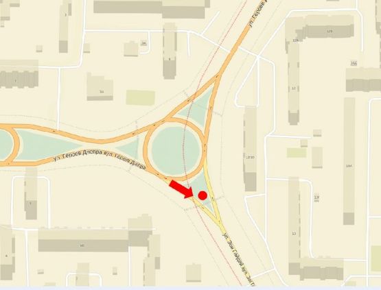 Схема рекламной плоскости по адресу Героев Днепра ул. / Гайдай ул., на клумбе, в сторону ст. м. "Минская"