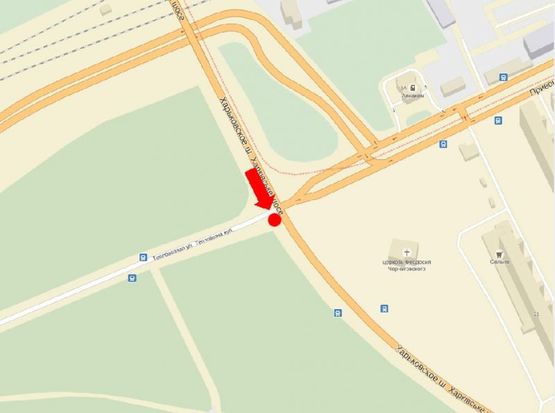 Схема рекламної площини за адресою Харьковское шоссе / Тепловозная ул.  на светофоре, в сторону Харьковская пл.