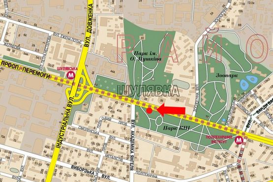 Схема рекламної площини за адресою Победы пр., напротив Медуниверситета им. Богомольцаа, в сторону ст. м. "Шулявская"