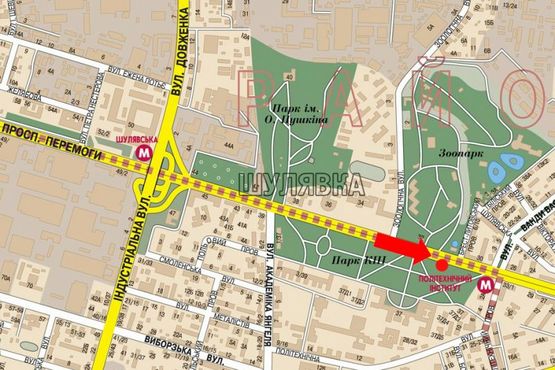 Схема рекламной плоскости по адресу Победы пр., 32, напротив Зоопарка, в сторону ст. м. "Политехнический институт"