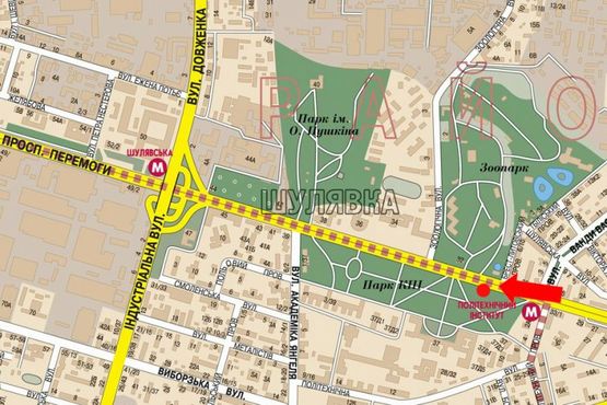 Схема рекламной плоскости по адресу Победы пр., 32, напротив Зоопарка, в сторону ст. м. "Шулявская"