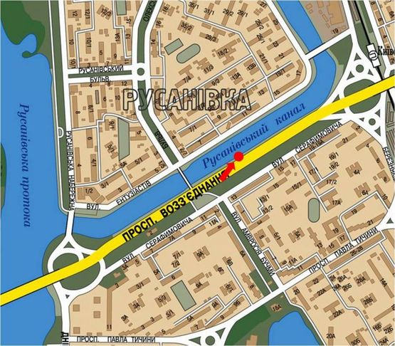 Схема рекламной плоскости по адресу Соборности пр. (бывш. Воссоединения пр.), остановка "Березняки", в сторону Дарницкая пл. (бывш. Ленинградская пл.)