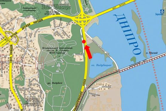 Схема рекламної площини за адресою Надднепрянское шоссе, 500м. до моста Патона в сторону центра