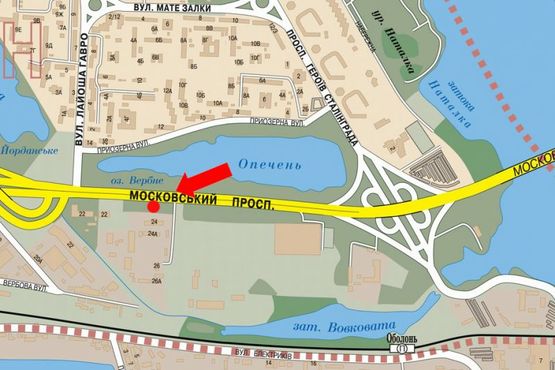 Схема рекламной плоскости по адресу Бандеры пр. (бывш. Московский пр.), заезд в ТЦ "METRO"