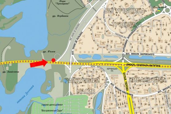 Схема рекламної площини за адресою Ватутина пр., 50м. от АЗС в сторону ж/ м "Троещина"