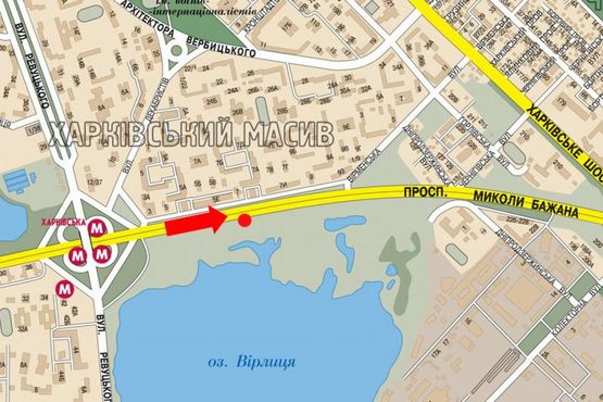 Схема рекламної площини за адресою Бажана пр., 7Б, в сторону Харьковская пл., левая