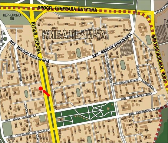 Схема рекламной плоскости по адресу Перова бул., 21, в сторону Троещины