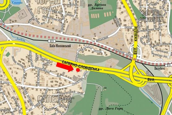 Схема рекламної площини за адресою Саперно-Слободская ул., возле супермаркета "Леруа Мерлен", в сторону моста Южного