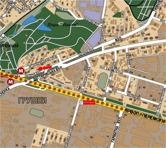 Схема рекламной плоскости по адресу Дегтяревская ул. / ул. Лагерная, ст. м. "Берестейская", в сторону Победы пр.
