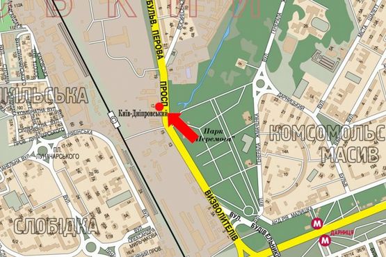 Схема рекламной плоскости по адресу Освободителей пр., 17, в сторону Перова бул., возле магазина "Эльдорадо"