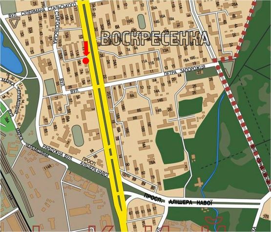 Схема рекламной плоскости по адресу Перова бул., 9 в сторону Броварской пр.