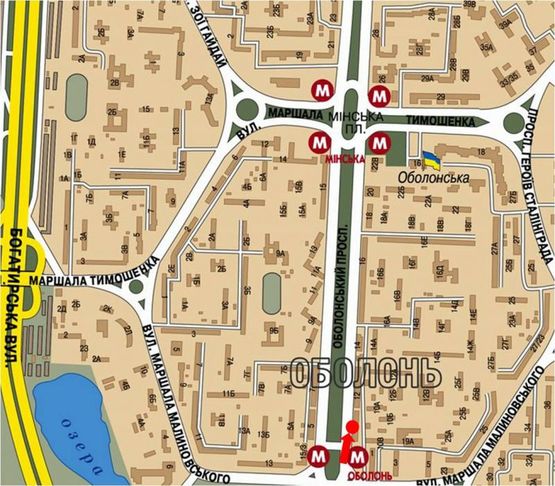 Схема рекламной плоскости по адресу Оболонский пр., 10, в сторону ст. м. "Минская"
