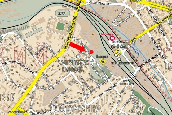 Схема рекламної площини за адресою Огиенка ул. (бывш. Лукашевича ул.), 15, напротив, ТЦ "Европорт", светофор, в сторону Южного вокзала