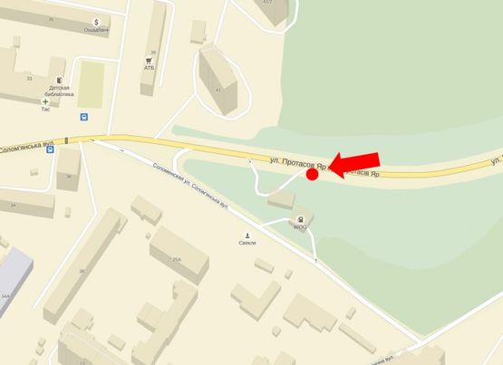 Схема рекламной плоскости по адресу Протасов Яр ул., 60м. от поворота на Амосова ул., в сторону Соломенская пл.