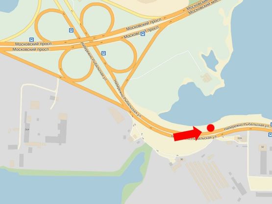 Схема рекламної площини за адресою Набережно-Рыбальская ул., 350м от Бандеры пр. (бывш. Московский пр.), возле остановки, в сторону Подола