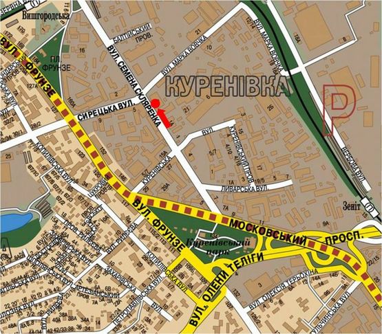 Схема рекламной плоскости по адресу Скляренко ул., 5, в сторонуЛуговая ул.