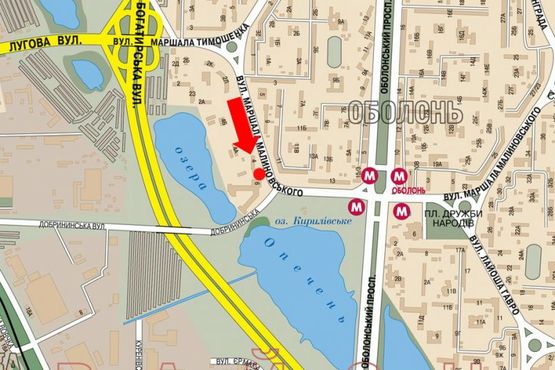 Схема рекламної площини за адресою Малиновского ул., 6, в сторону Оболонского пр.