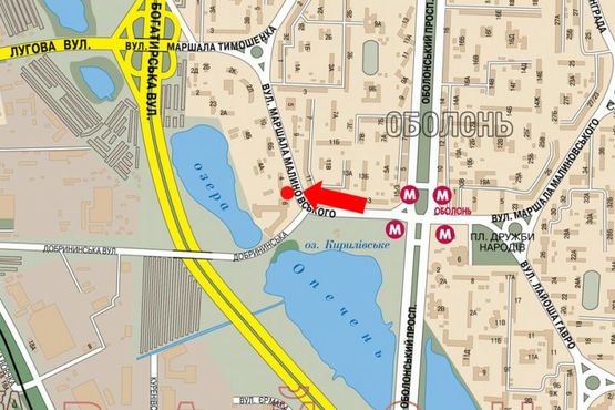 Схема рекламної площини за адресою Малиновского ул., 6, в сторону Тимошенко ул., ТРЦ "Караван"