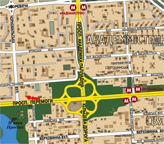 Схема рекламной плоскости по адресу Победы пр., 144, автостанция "Дачная", из центра