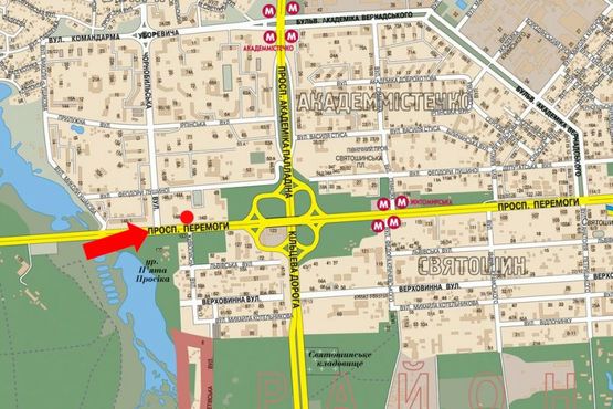 Схема рекламной плоскости по адресу Победы пр., 144, ас "Дачная", в сторону центра