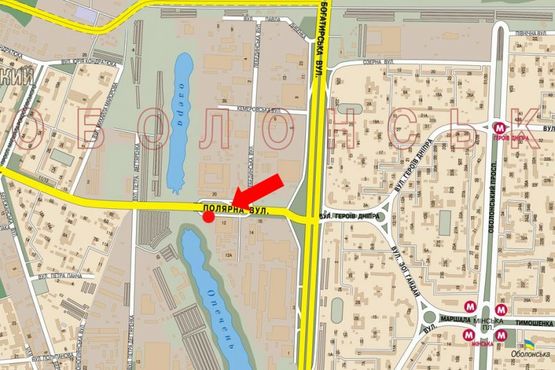 Схема рекламной плоскости по адресу Полярная ул., со стороны Богатырской ул., супермаркета "Leroy Merlin"