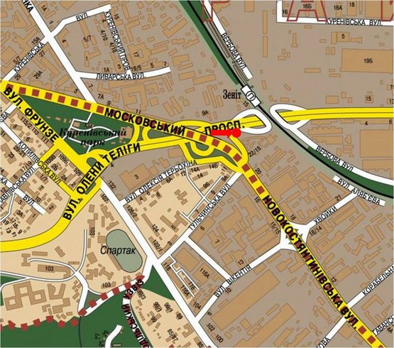 Схема рекламної площини за адресою Бандеры пр. (бывш. Московский пр.), выезд с Новоконстантиновская ул., в сторону ст. м. "Почайна" (бывш. ст. м. "Петровка")