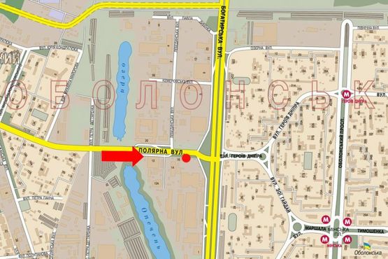 Схема рекламной плоскости по адресу Полярная ул., 12, в сторону Богатырская ул.