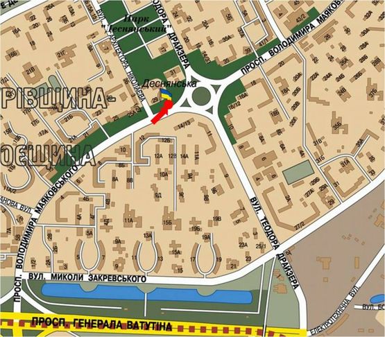 Схема рекламной плоскости по адресу Маяковского пр., 31, возле кинотеатра "Флоренция" в сторону Драйзера ул.