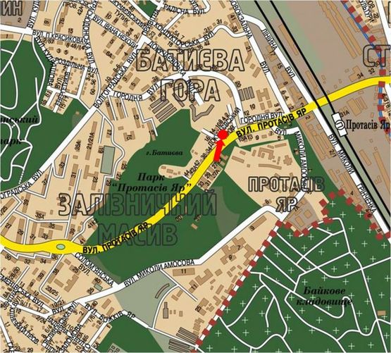 Схема рекламной плоскости по адресу Протасов Яр ул., 14, в сторону Федорова ул.