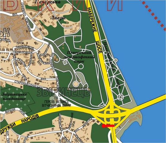 Схема рекламної площини за адресою Дружбы Народов бул. / Наднепрянское шоссе, развязка на мост Патона, в сторону Дружбы Народов бул.