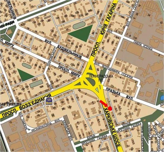 Схема рекламной плоскости по адресу Харьковское шоссе, 3, в сторону Привокзальная ул.