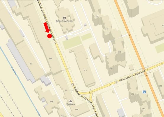 Схема рекламної площини за адресою Малевича ул. (бывш. Боженка ул.), 86, в сторону ст. м. "Лыбидская"