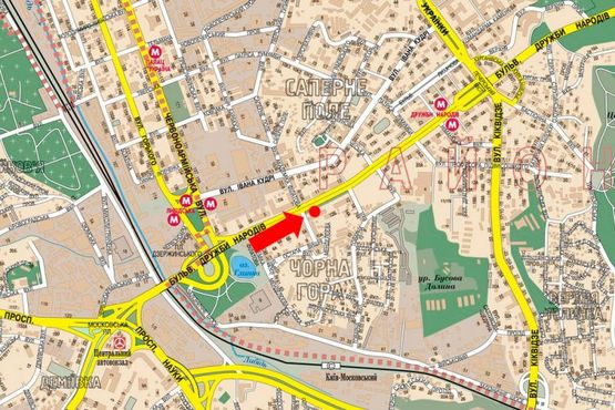 Схема рекламної площини за адресою Дружбы Народов бул., 10, в сторону Украинки бул.