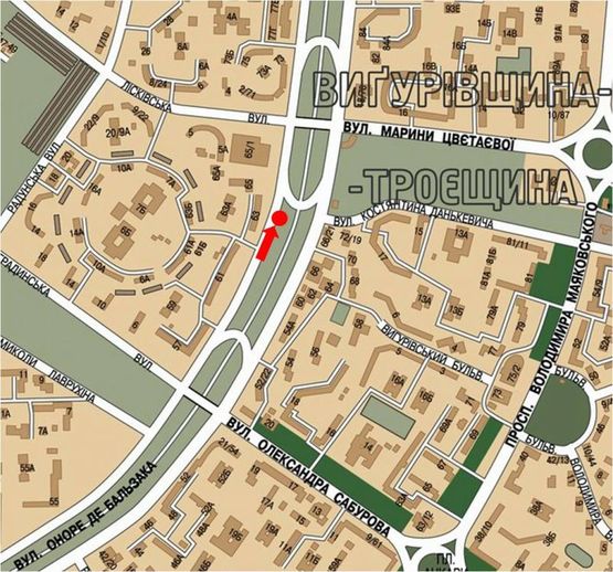 Схема рекламной плоскости по адресу Бальзака ул., 65, в сторону Лесковской ул.