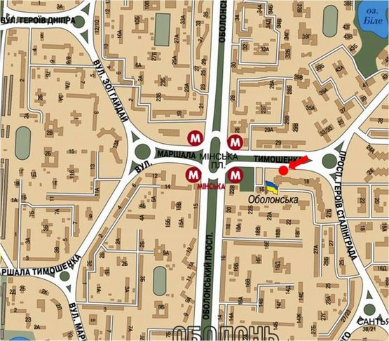 Схема рекламної площини за адресою Тимошенко ул., 18, в сторону ст. м. "Минская"