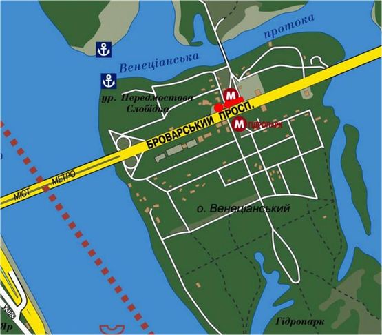 Схема рекламной плоскости по адресу Броварской пр., ст. м. "Гидропарк", в сторону мост Метро